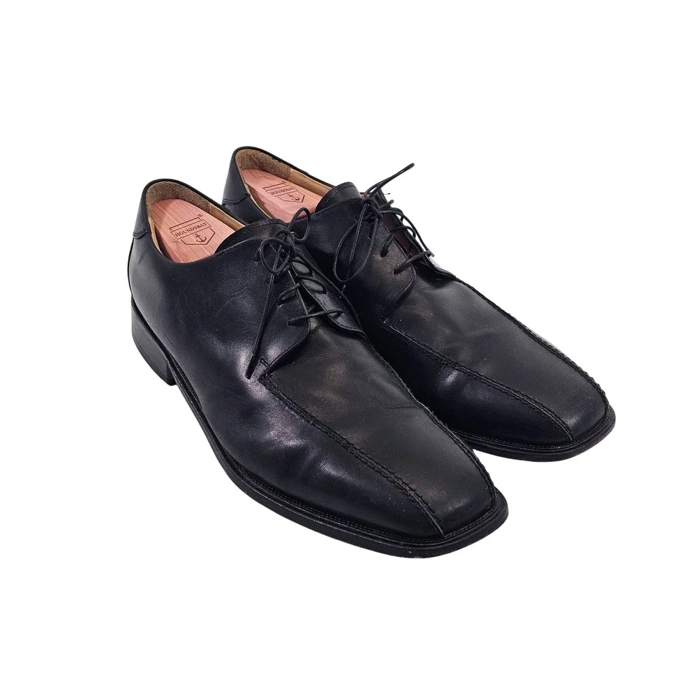 PRONTO‎ UOMO Black Leather Square Toe Derby Dress Shoes Men 13 M Made Italy EUC